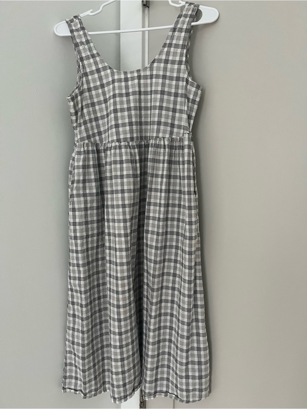 Afends Leo Seersucker Midi Dress - Gray and White Gingham Dress